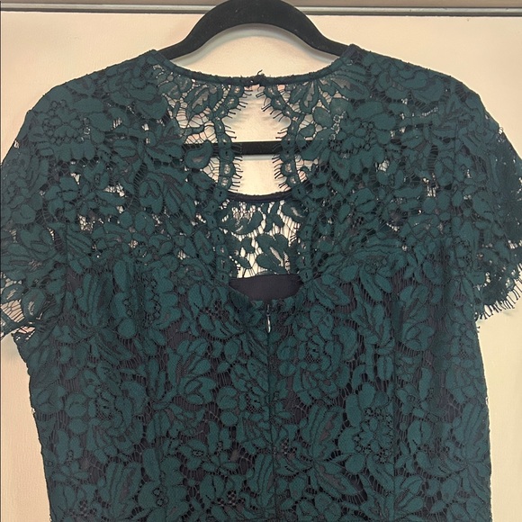Banana Republic Hunter Green and Navy Lace Holiday Mini Dress - Picture 4 of 5